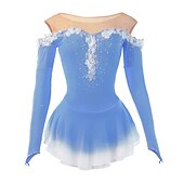 voordelige Schaatsjurken-Kunstschaatsjurk Dames Voor meisjes Schaatsen Jurken Geel Roze Donker paars Lapwerk Netstof Spandex Hoge Elasticiteit Wedstrijd Kunstschaatskleding Kristal / Bergkristal Stom licht Modieus Lange mouw