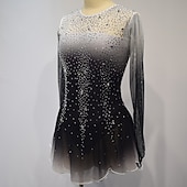 preiswerte Eiskunstlaufkleider-Eiskunstlaufkleid Damen Mädchen Eislaufen Kleider Austattungen Weiß Gelb Rosa Halo-Färbung Gitter Spandex Hochelastisch Wettbewerb Eiskunstlaufkleidung Kristalle Langarm Eislaufen Eiskundstlauf