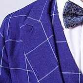 billiga Pojkes formella kostym-3 delar Ringbärarkostym Pojkar Barn Småbarn Kostym Formell kostym Kostym och blazer Byxset Formellt set Fest Speciellt Tillfälle Vintage Mode Formell Rutig Rosett Rubinrött Blå Grå Bomull