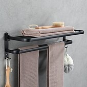 economico Portasciugamani-portasciugamani in alluminio per bagno, portasciugamani da parete a 2 strati portasalviette per bagno