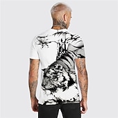 abordables T-shirts à imprimé animal-Homme Unisexe tigre Imprimés Photos T shirt Manche Courte T-shirt 3D effet Col Ras du Cou Chemise Design Décontractées Grand et grand du quotidien Vacances Blanche Jaune Vert Eté Vêtement Tenue S M L