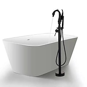 billige Badekraner-badekarkran - moderne krom gulvmontert keramisk ventil badekar dusj blandebatterier