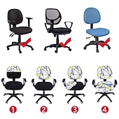 ieftine Husă scaun de birou-husă scaun de birou pentru computer burgundă elastică, rotativă, pentru scaun pentru jocuri, elastic, jacquard, negru, uni, culoare solidă, moale, durabil, lavabil