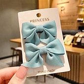 cheap Hair Clips-2 Pieces Toddler Girls&#039; Hair Accessories Active Sweet Solid Colored Bow Black Yellow