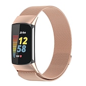 billiga Fitbit klockband-Smart Watch-band Kompatibel med Fitbit Charge 5 Rostfritt stål Smart klocka Rem Elastisk Magnetlås Milanesisk loop Ersättning Armband