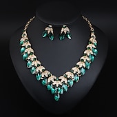 voordelige Sieradensets-Bruidssieradensets 2 Kristal Strass Legering 1 Ketting Oorbellen Dames Uitspraak Kleurrijk Schattig Zin in hebben Bloem Onregelmatig Sieraden set Voor Feest Bruiloft