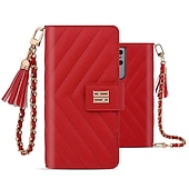cheap iPhone Cases-Phone Case For iPhone 15 Pro Max Plus iPhone 14 13 12 Pro Max Plus Wallet Case Zipper with Wrist Strap Card Slot Genuine Leather