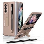 Χαμηλού Κόστους Samsung Θήκη-τηλέφωνο tok Για Samsung Galaxy Z Fold 3 Πίσω Κάλυμμα Προστατευτικό φακού κάμερας Σταντ ποδηλάτου με υποδοχή για στυλό Μονόχρωμο PC