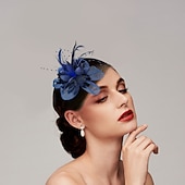 cheap Fascinators-Vintage Style Elegant &amp; Luxurious Tulle / Feathers Fascinators / Hats / Headwear with Floral / Beading 1PC Wedding / Ladies Day / Melbourne Cup Fascinators Race Day Dress