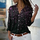 preiswerte Damen Kunst- und Design-Oberteile-Damenhemd Gelb Pink Blau Grafik Button Print Langarm Lässig Wochenende Streetwear Hemdkragen Reguläre S