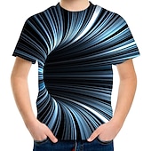 cheap Boy&#039;s 3D Vision &amp; Geometry-Boys 3D Graphic Color Block Optical Illusion T shirt Tee Short Sleeve 3D Print Summer Active Sports Streetwear Kids 3-12 Years