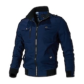 preiswerte Herrenjacken &amp; Herrenmäntel-Herren Bomberjacke Jacke Sport Jacke Outdoor Sport Windundurchlässig Warm Winter Einfarbig Militär Taktisch Ständer Standard Schwarz Armeegrün Rote Blau Khaki Jacken