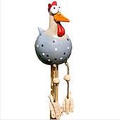 abordables Statues-Résine gros yeux poulet ornements artisanaux pied suspendu poulet pendentif décor à la maison jardin ornements en résine
