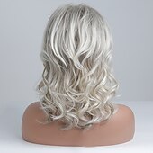 cheap Human Hair Capless Wigs-Body Wave Human Hair Wigs with Bangs for White Women 130% Density Full Machine Made None Lace Front Wigs Human Hair #T1B/Grey Wigs with Bangs Short Body Wave Wig