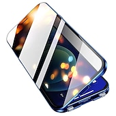 お買い得  iPhone用ケース-iPhone 16、iPhone 15 Pro Max Plus、iPhone 13、12、11 Pro Max Mini用マグネティック吸着フルボディ保護両面アンチピープソリッドカラー強化ガラス金属ケース