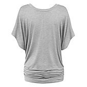 ieftine tricou simplu-tricou de damă plus mărime tricou visiniu îmbrăcăminte de stradă ocazional preppy mânecă liliac cu mânecă cu jumătate de mânecă obișnuit topuri obișnuite cu gât în v ieșiri zilnic în weekend negru