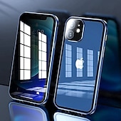お買い得  iPhone用ケース-iPhone 16、iPhone 15 Pro Max Plus、iPhone 13、12、11 Pro Max Mini用マグネティック吸着フルボディ保護両面アンチピープソリッドカラー強化ガラス金属ケース