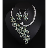 abordables Parures de Bijoux-ensembles de bijoux de mariée 1 ensemble cristal strass alliage 1 collier boucles d&#039;oreilles femmes déclaration coloré mignon fantaisie paon irrégulier ensemble de bijoux pour robe de mariée de fête