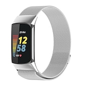 billiga Fitbit klockband-Smart Watch-band Kompatibel med Fitbit Charge 5 Rostfritt stål Smart klocka Rem Elastisk Magnetlås Milanesisk loop Ersättning Armband