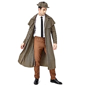 levne Pánské kostýmy-Retro Řvoucí 20s 20. léta 20. století Kabát Maškarní Čepice lovců na jeleny Sherlock Holmes Maškarní kostým Pánské Karneval Plesová maškaráda Párty Plesová maškaráda Dospělé Kabát Klobouk Podzim zima
