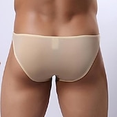 billiga Exotiska herrunderkläder-Herr 3-pack Sexiga trosor Kalsong Briefs Låg Midja Siden Nylon Solid färg Svart Vit