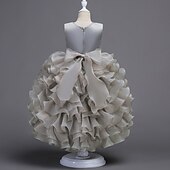 preiswerte Partykleider-kinderkleidung Mädchen Kleid Blumen Hochzeit Party Rüsche Sommer 4-13 Jahre Blau Purpur Grün