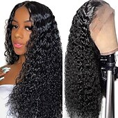 economico Parrucche lace front capelli veri-ishow parrucca peruviana dei capelli umani parrucche frontali in pizzo di colore naturale parte centrale t pizzo pizzo trasparente 13 * 4 * 1 onda profonda pre pizzicata capelli umani 180 densità