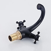 abordables Classiques-robinet de lavabo de salle de bain, set central bronze huilé set central un trou mélangeurs robinets de bain un trou