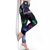 abordables Leggings y mallas de yoga-Mujer Pantalones de yoga Levantamiento de tope Control de barriga Alta cintura Entrenamiento de gimnasio Corriendo Aptitud física Calzas Cortas Mariposa Azul Marino Oscuro Morado Otoño Invierno