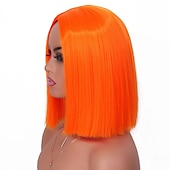 halpa Karnevaaliperuukit-oranssit peruukit naisille lyhyet oranssit bob-peruukit naisille synteettiset keskijakoiset lämmönkestävät cosplay custume treffit juhliin bob peruukki (12 tuumaa)