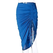 Недорогие Латинские юбки-Латино Юбки Чистый цвет Жен. Выступление На каждый день Завышенная талия Полиэстер