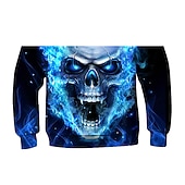 お買い得  男の子の3Dビジョンと幾何学-男の子 3D スカル パーカー 長袖 3Dプリント 秋 冬 活発的 クール ベーシック 子供 2〜12年 4〜12年 学校 アウトドア 日常