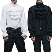 cheap Tops-Retro Vintage Medieval Blouse / Shirt Masquerade Ren Faire Prince Vampire Aristocrat Normal Men&#039;s Pirate Fantasy Steampunk Carnival New Year Masquerade Event / Party Festival Adults&#039; Blouse All