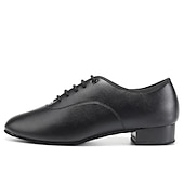 baratos Sapatos de Dança para Homem-sapatos de dança de salão masculinos em couro envernizado preto – design com cadarço e sola de camurça para um desempenho suave