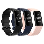 cheap Fitbit Watch Bands-3 Pack Watch Band for Fitbit Charge 4 / Charge 3 / Charge 3 SE Silicone Replacement  Strap Soft Elastic Breathable Sport Band Wristband