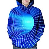 billiga Pojkens 3D Vision &amp; Geometri-Pojkar 3D Grafisk Huvtröja Långärmad 3D-tryck Vår Höst Häftig Barn 3-12 år Dagligen
