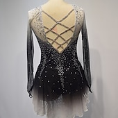 preiswerte Eiskunstlaufkleider-Eiskunstlaufkleid Damen Mädchen Eislaufen Kleider Austattungen Weiß Gelb Rosa Halo-Färbung Gitter Spandex Hochelastisch Wettbewerb Eiskunstlaufkleidung Kristalle Langarm Eislaufen Eiskundstlauf