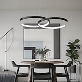 economico Modello a cerchio-55cm led dimmerabile lampadario nordico nero oro lampadario alluminio sputnik finiture verniciate led stile nordico 220-240v