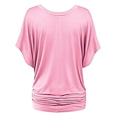 ieftine tricou simplu-tricou de damă plus mărime tricou visiniu îmbrăcăminte de stradă ocazional preppy mânecă liliac cu mânecă cu jumătate de mânecă obișnuit topuri obișnuite cu gât în v ieșiri zilnic în weekend negru