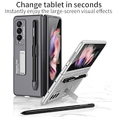 Χαμηλού Κόστους Samsung Θήκη-τηλέφωνο tok Για Samsung Galaxy Z Fold 3 Πίσω Κάλυμμα Προστατευτικό φακού κάμερας Σταντ ποδηλάτου με υποδοχή για στυλό Μονόχρωμο PC