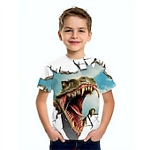abordables Animales 3D para Niño-Niños Chico Camiseta Manga Corta Bleu Ciel Azul cielo Azul marinero Impresión 3D Dinosaurio Animal Escuela Diario Interior Básico Fresco 3-12 años / Verano