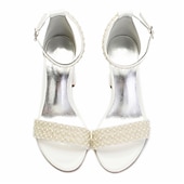 economico sposa-Per donna scarpe da sposa Stiletto Scarpe Bling Bling Scarpe da sposa Quadrato Occhio di pernice Vintage Similpelle Bianco Avorio