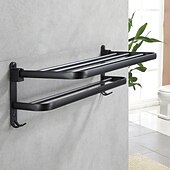 economico Portasciugamani-portasciugamani in alluminio per bagno, portasciugamani da parete a 2 strati portasalviette per bagno