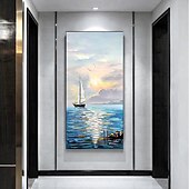 お買い得  風景画-油絵手作り手描き壁アート現代抽象風景大型家の装飾装飾ロールキャンバスフレームなしストレッチなし