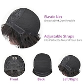 abordables Perruques sans bonnet-perruque coupe lutin cheveux humains perruques de cheveux humains bouclés perruques courtes bouclées bob pour les femmes perruque de cheveux humains pleine machine perruques cheveux humains capless