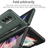 Χαμηλού Κόστους Samsung Θήκη-τηλέφωνο tok Για Samsung Galaxy Z Fold 3 Πίσω Κάλυμμα Προστατευτικό φακού κάμερας Σταντ ποδηλάτου με υποδοχή για στυλό Μονόχρωμο PC
