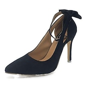 Недорогие Классические насосы-женские красные туфли на шпильке с бантом и ремешком на щиколотке - элегантные замшевые туфли для вечеринок