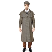 levne Pánské kostýmy-Retro Řvoucí 20s 20. léta 20. století Kabát Maškarní Čepice lovců na jeleny Sherlock Holmes Maškarní kostým Pánské Karneval Plesová maškaráda Párty Plesová maškaráda Dospělé Kabát Klobouk Podzim zima