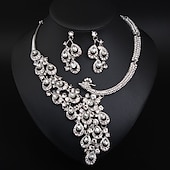 abordables Parures de Bijoux-ensembles de bijoux de mariée 1 ensemble cristal strass alliage 1 collier boucles d&#039;oreilles femmes déclaration coloré mignon fantaisie paon irrégulier ensemble de bijoux pour robe de mariée de fête