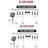 cheap Solar String Lights-Solar Bulb String Lights Outdoor Solar Waterproof Retro Bulb Fairy String Lights 3M-10LEDs 5M-20LEDs 7M-30LEDs for Cafe Wedding Party Patio Holiday Decoration IP65 Garden Light